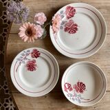 Set of 3 vintage iron clay dishes model 4205 from Saint Amand