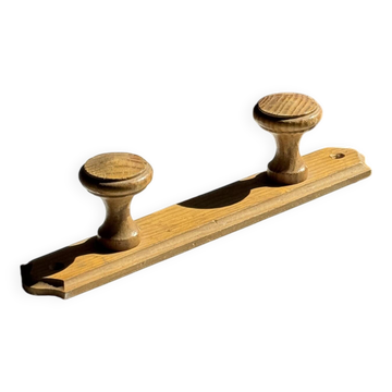 Petite patère à deux accroches en pin bouton ronds H5