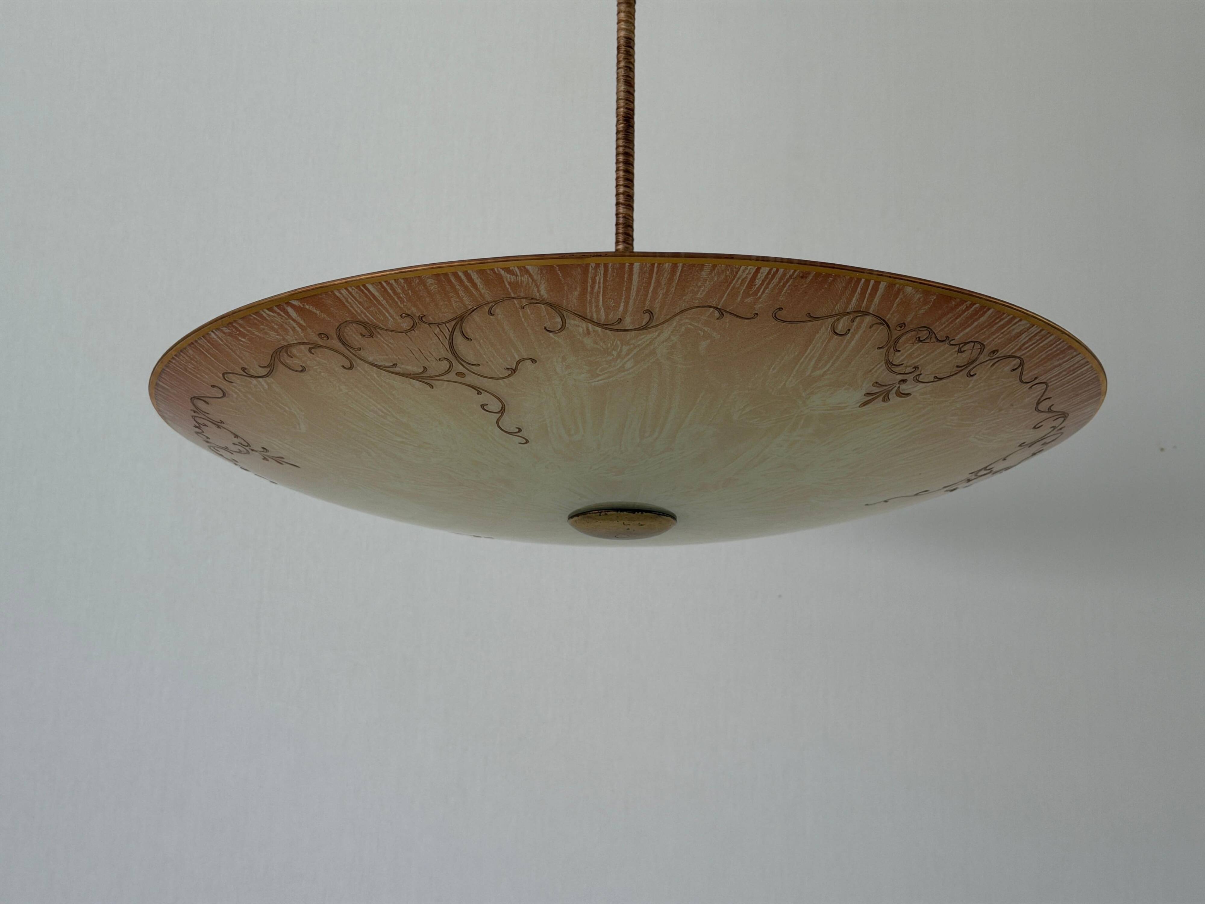 Art Deco ceiling light in pink gilded glass, 1940s, Germany