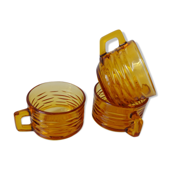 3 cups in amber glass vereco