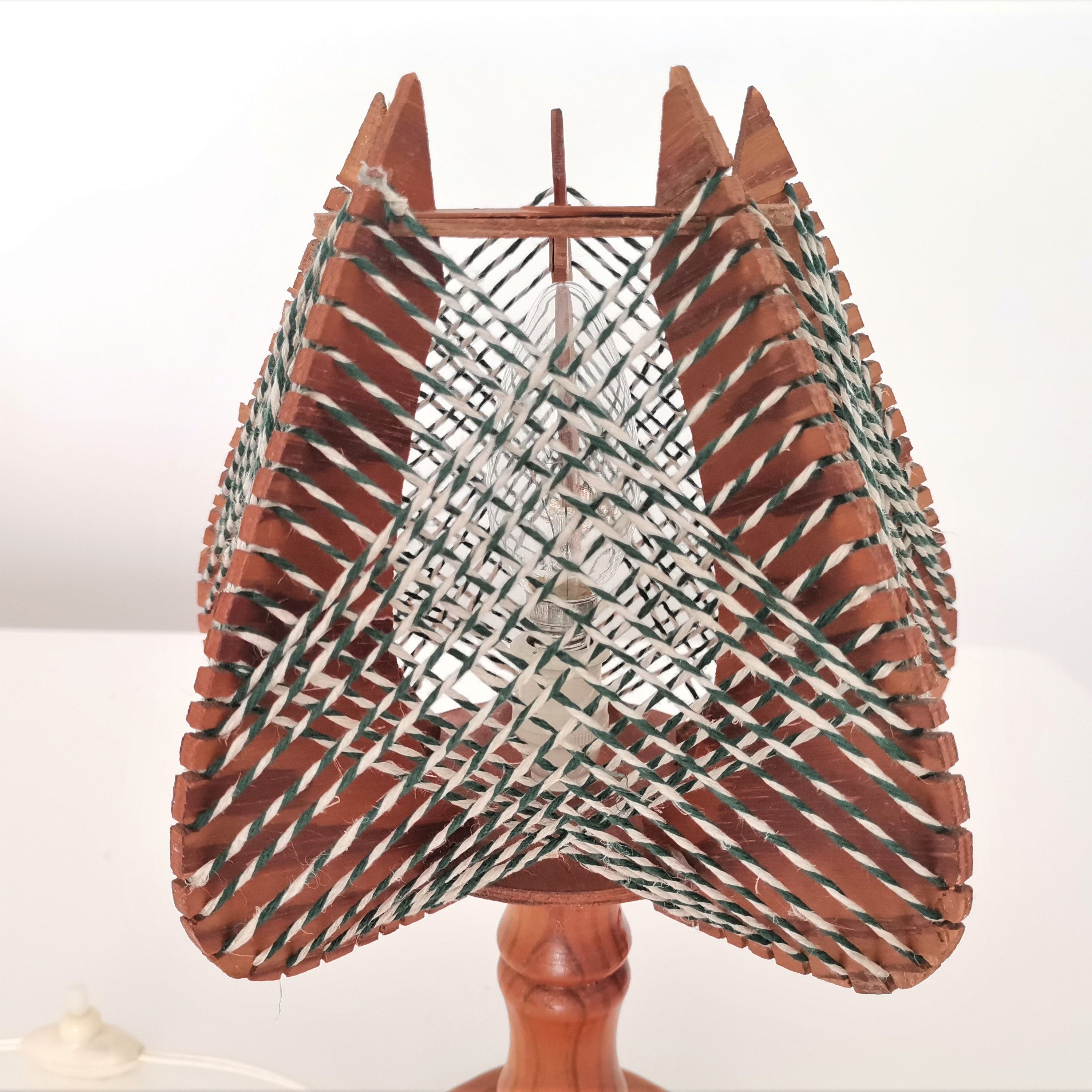 Vintage wooden bedside table lamp 1960