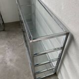 Pair of chrome and glass shelves from the 70s