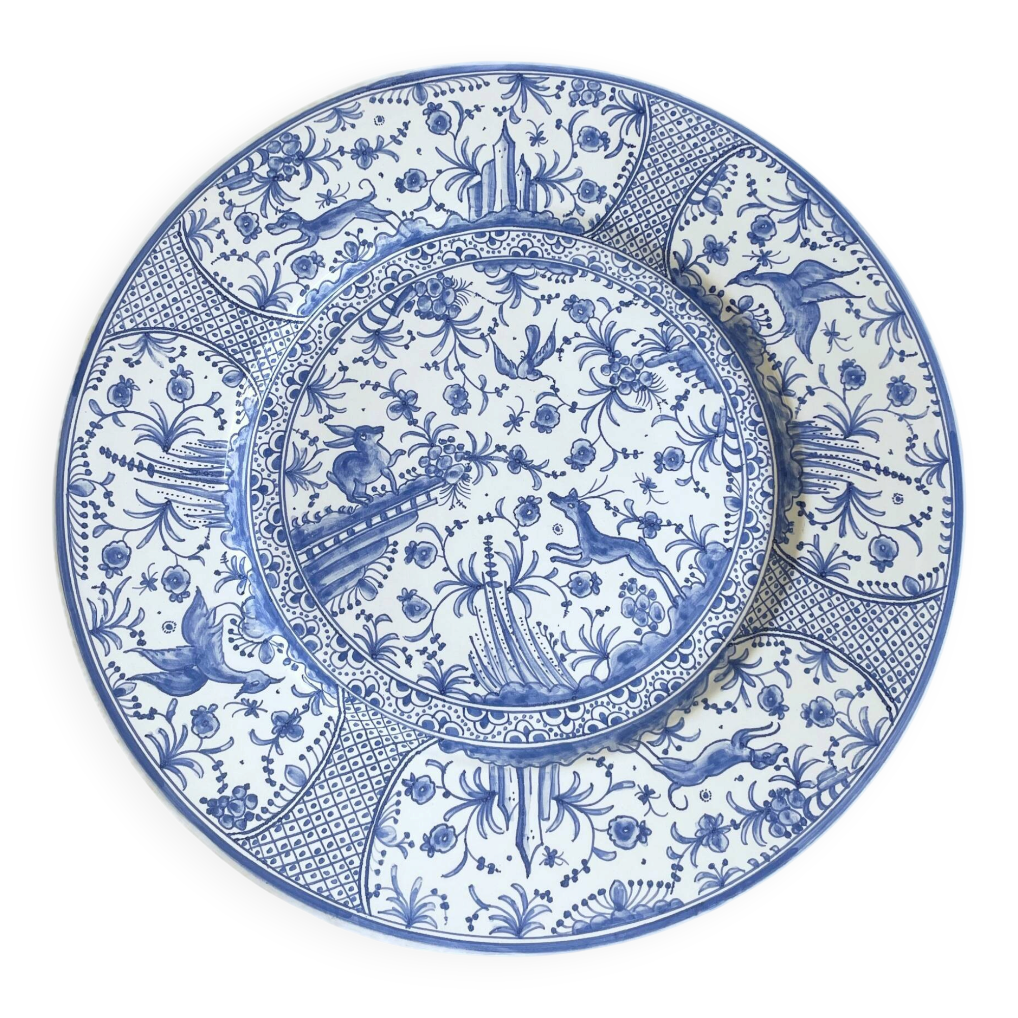 Plat de service en céramique de Coimbra peint à la main
