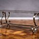 Riveted metal industrial coffee table, Jansen style