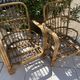 Pair of bamboo and rattan armchairs
