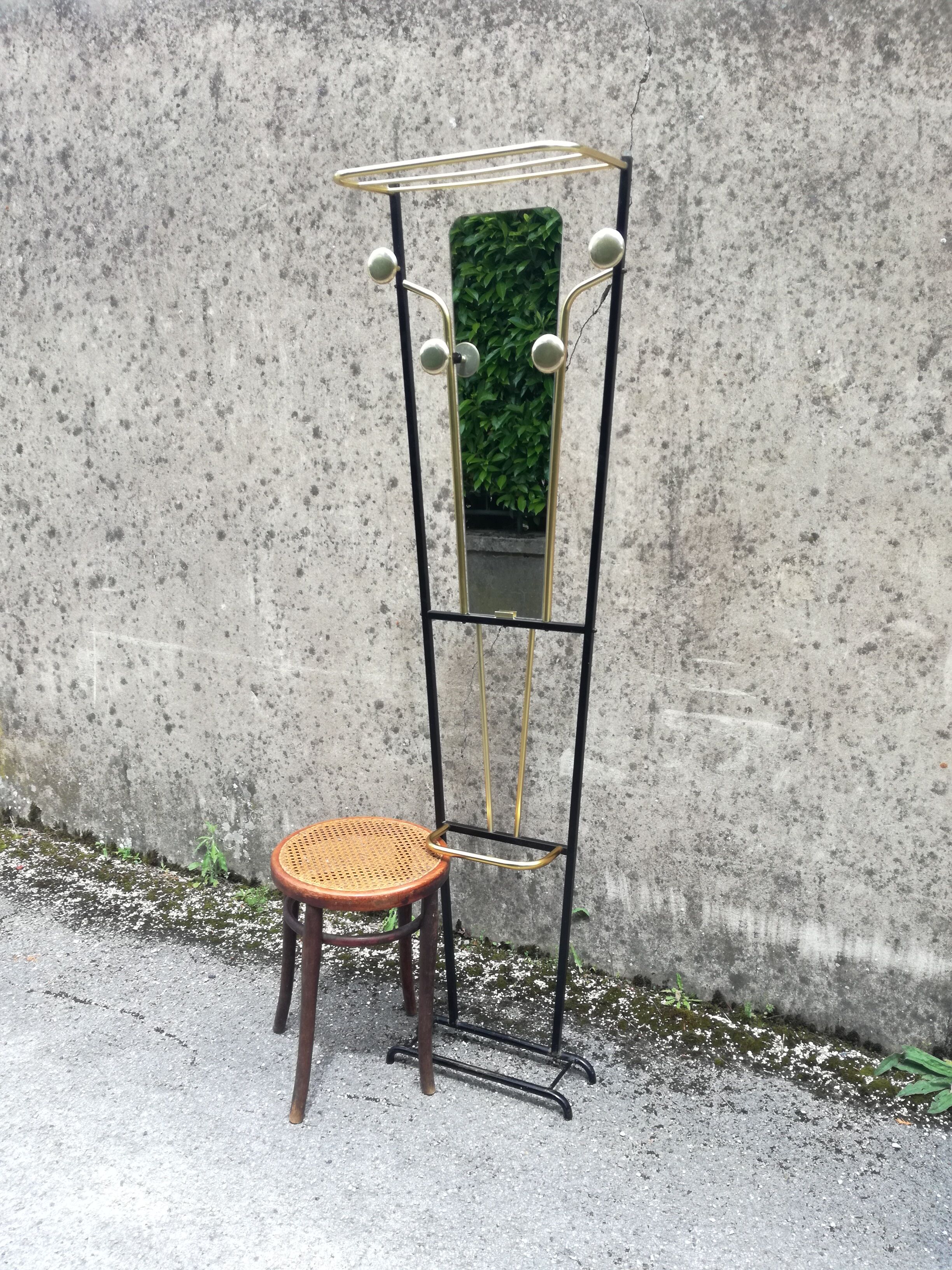 Mirrored and 4-patère coat rack