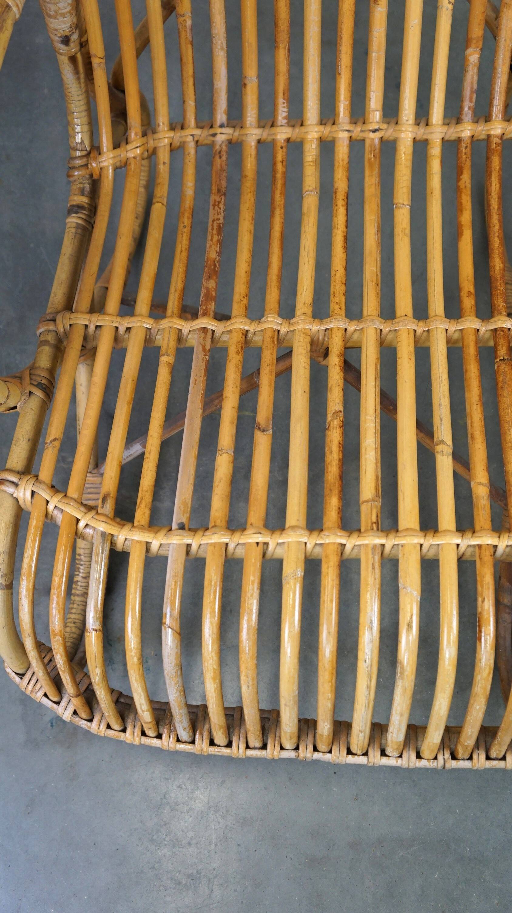 Vintage rattan Belse 8, Dutch Design, 1950, 2-seater sofa