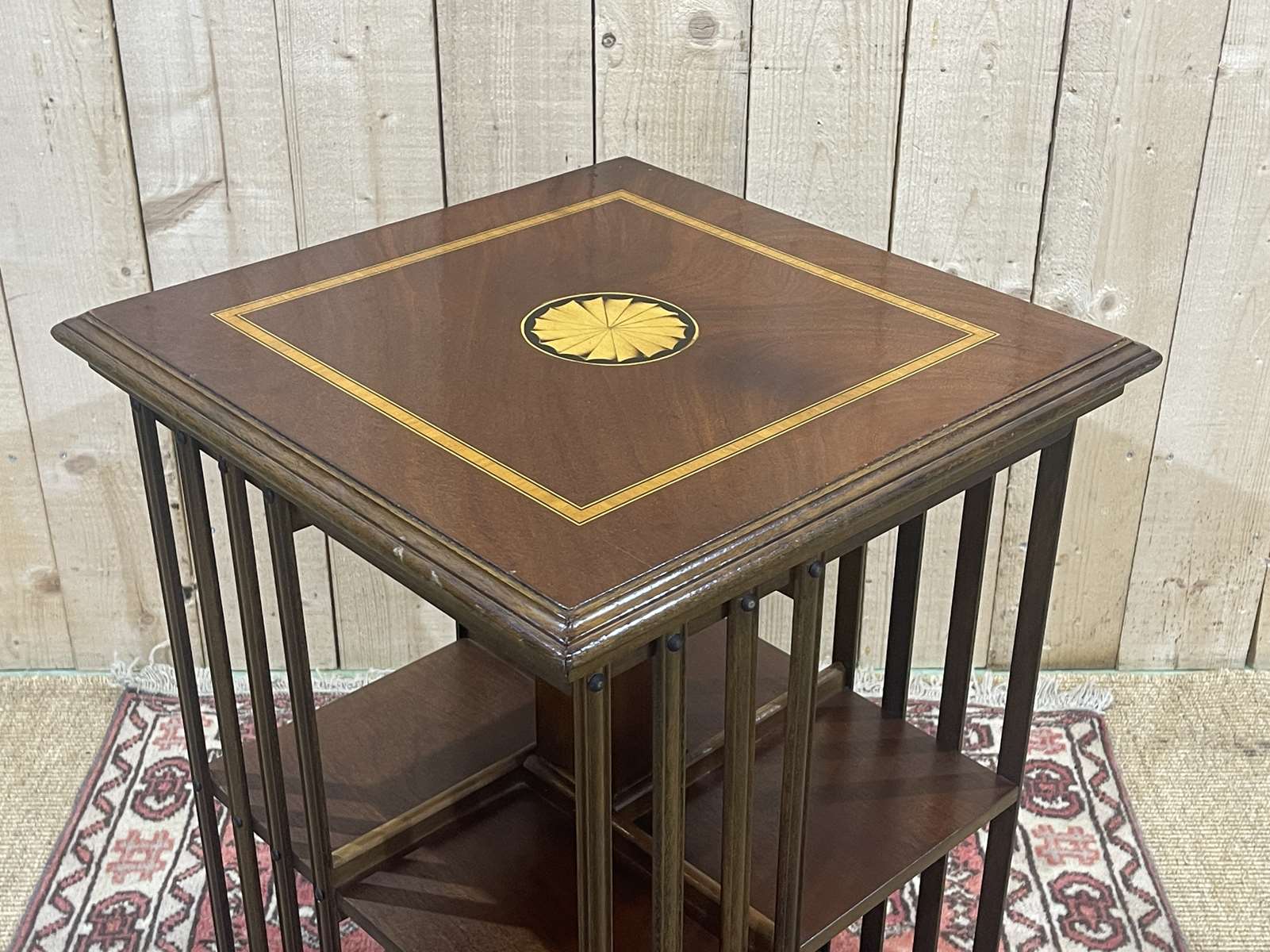 English mahogany revolving library from the 1950s