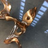 Bronze and glass coffee table with female sculpture by Victor Roman