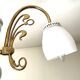 Three-light chandelier in gilded brass and porcelain, Art Nouveau style, 1970.