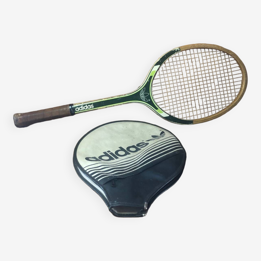 Ancienne raquette tennis adidas ads030 biarritz bois + housse vintage #a368  | Selency