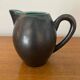 Old ST CLEMENT Ceramic Pitcher Black Green Interior 50's Vintage #B921