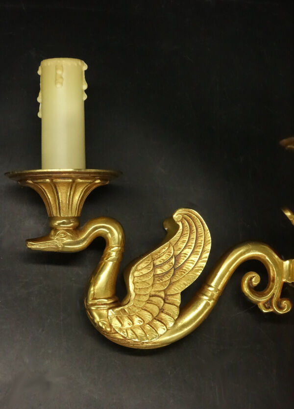 Pair of Empire style swan sconces Petitot