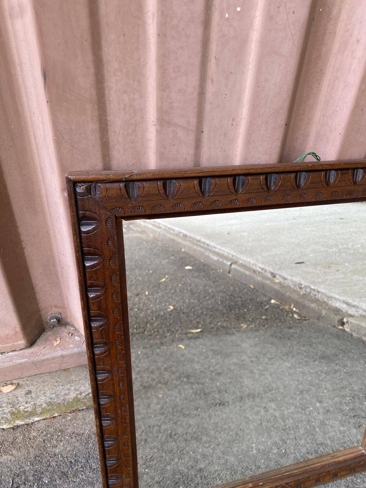Wall mirror in carved solid wood, Henri II style, 52x45cm.