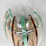 Pair of Italian Murano Glass & Chrome Sconces by Veca, Marked
