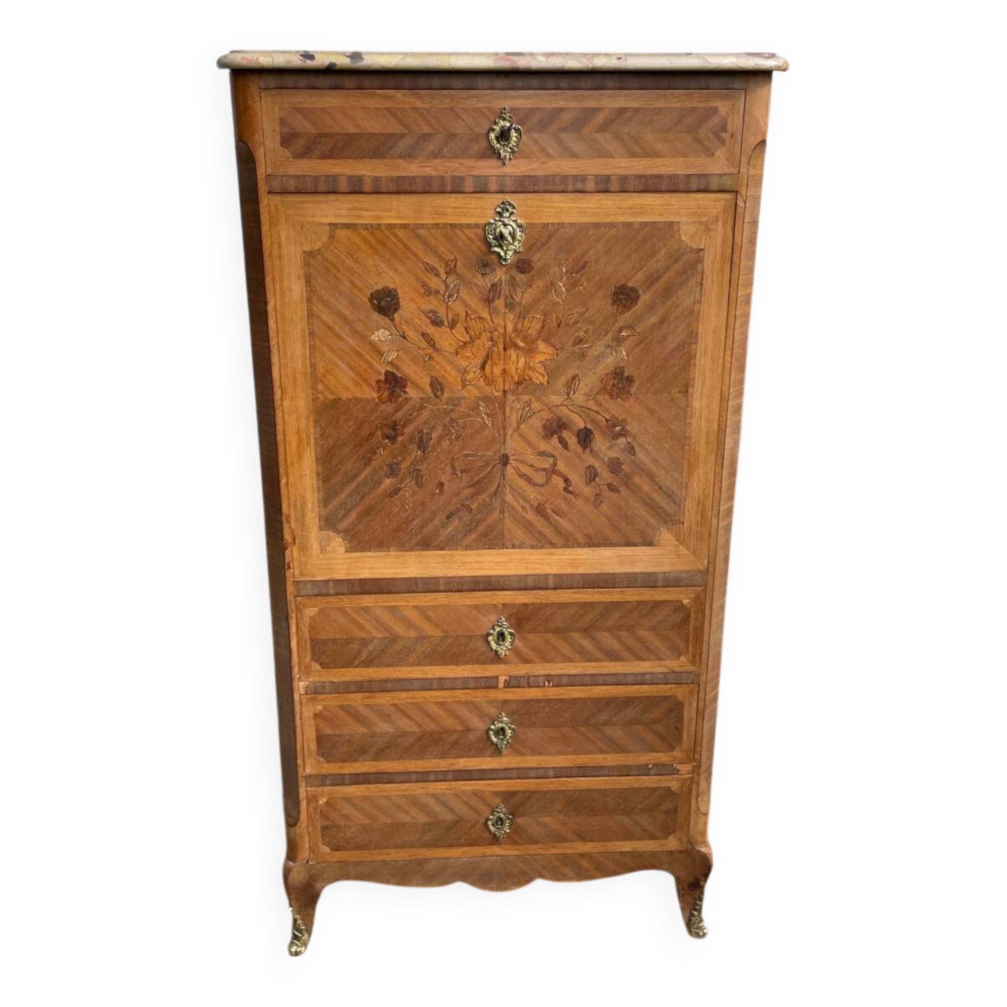 Old wooden and marble secretary