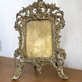 Large rocaille photo frame in gilded bronze Louis XV style with foliage - 19th century