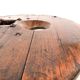 Brutalist Circular Coffee Table in Solid Wood – Brazilian Folk Art
