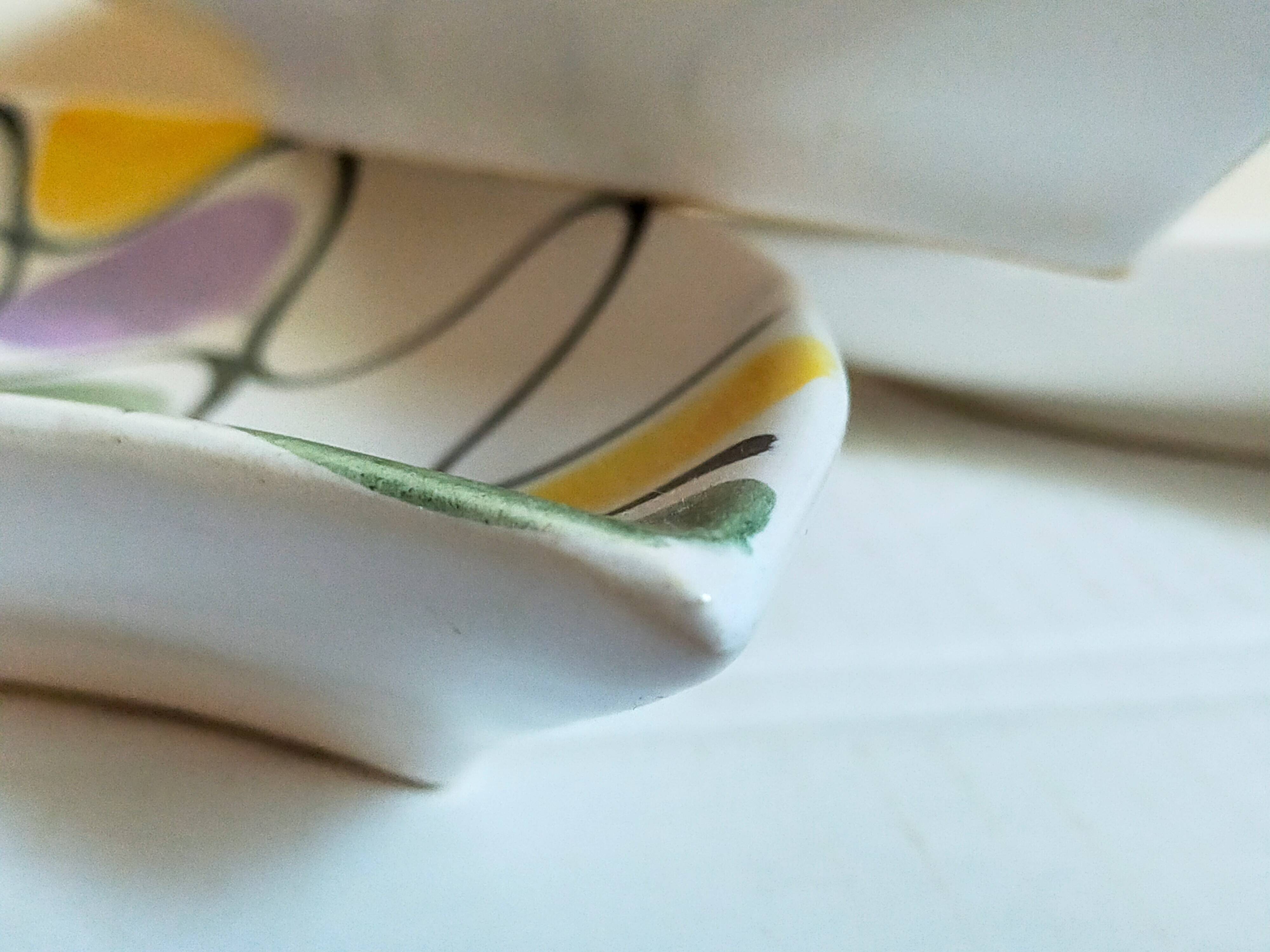 Three vintage free-form ceramic ravine dishes from the 1950s