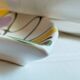 Three vintage free-form ceramic ravine dishes from the 1950s