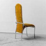 Ensemble de 4 chaises en métal velours jaune 1970 vintage modernisme