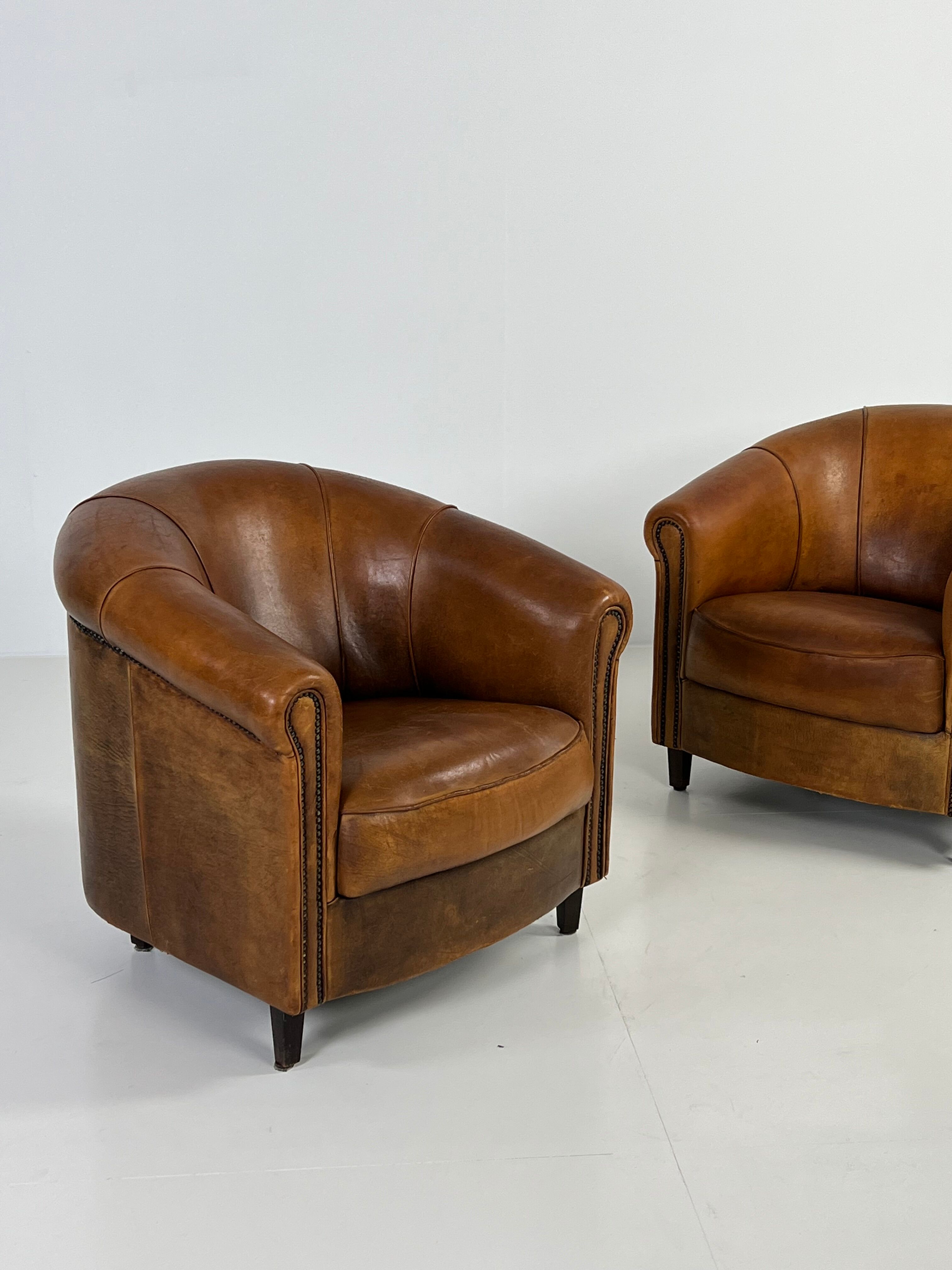 Set of 2 club armchairs