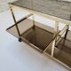 70s glass and gold metal TV stand coffee table