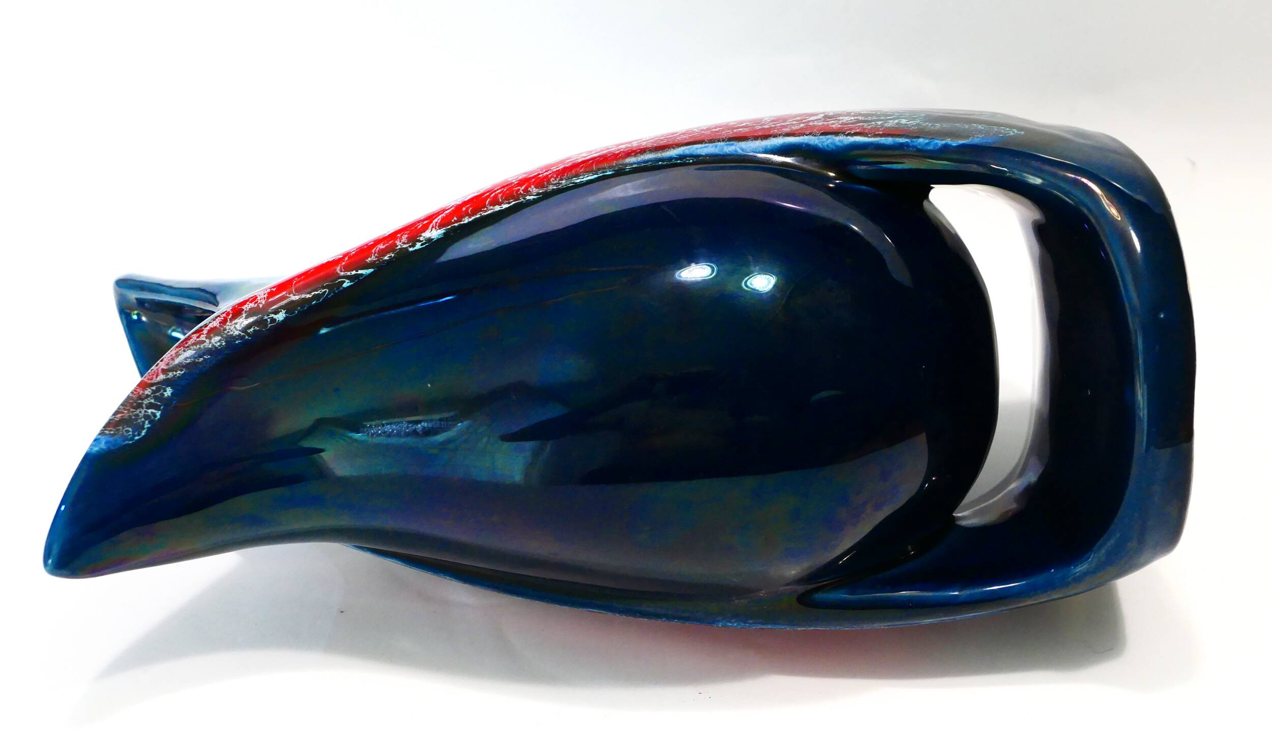 Vase Vallauris forme libre moderniste 1950-60 Bleu rouge