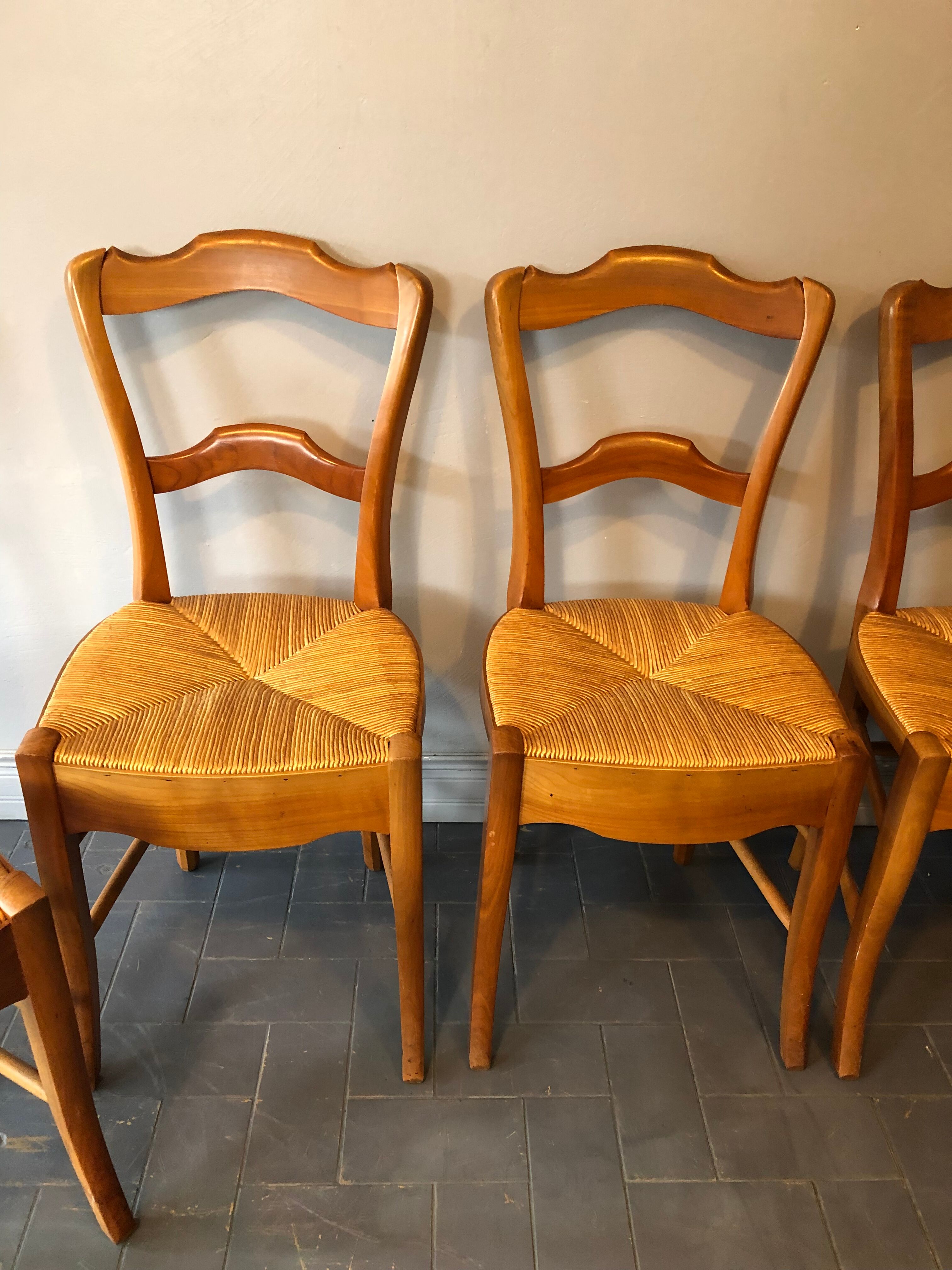 6 old chairs in cherry tree