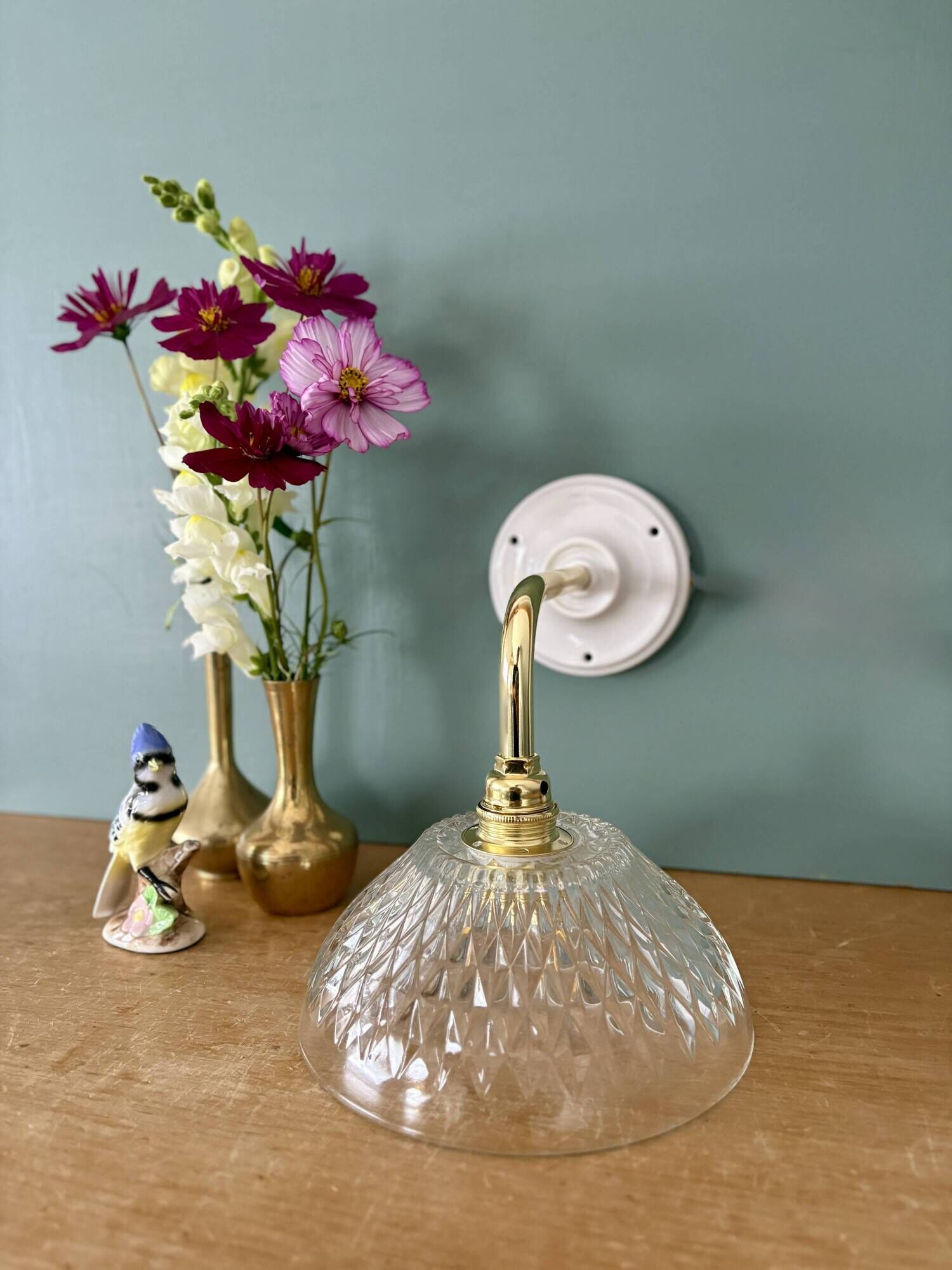 Vintage glass elbow wall light - tableware collection - (ACCV1)
