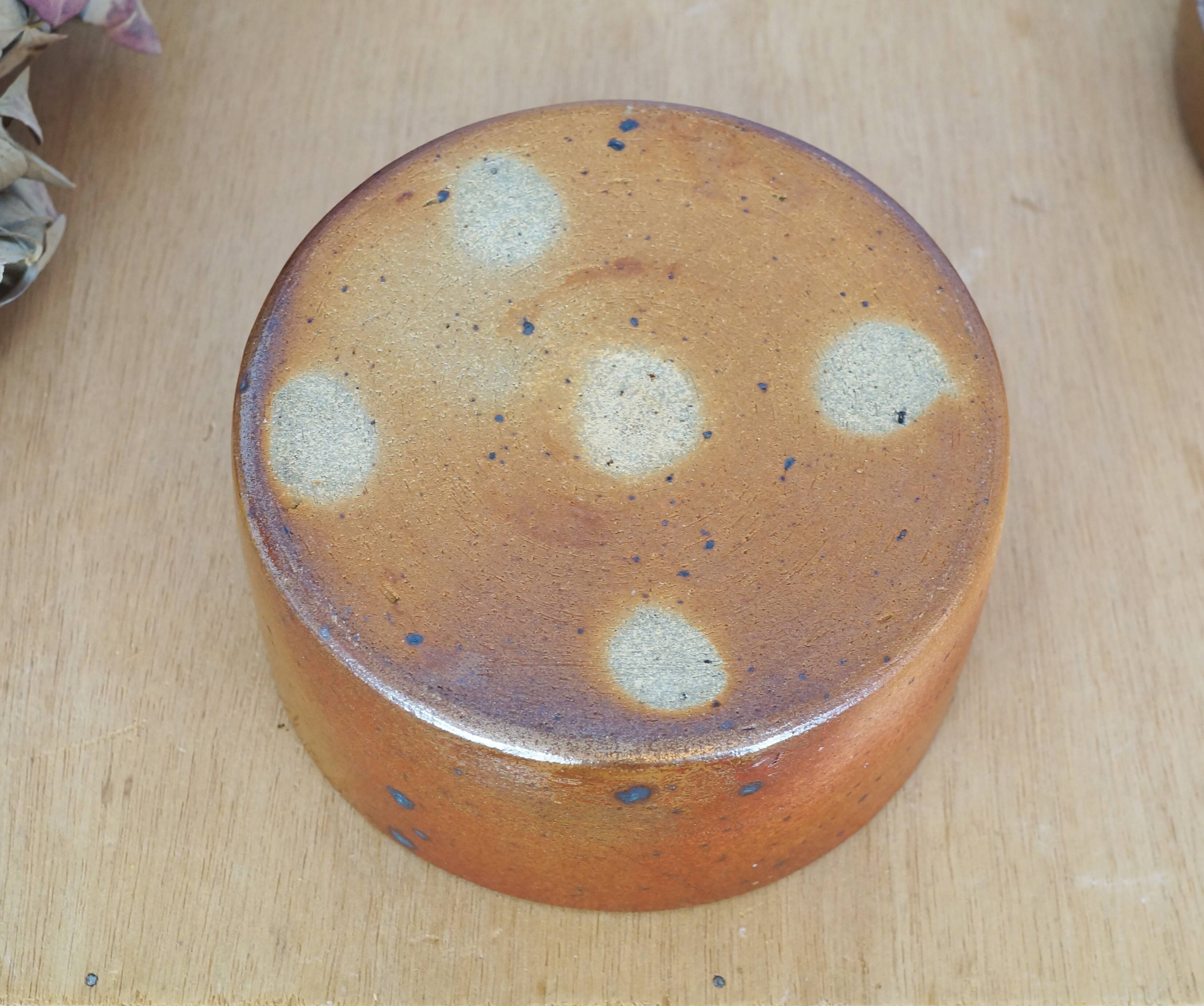 Pyrite stoneware box or pot, vintage