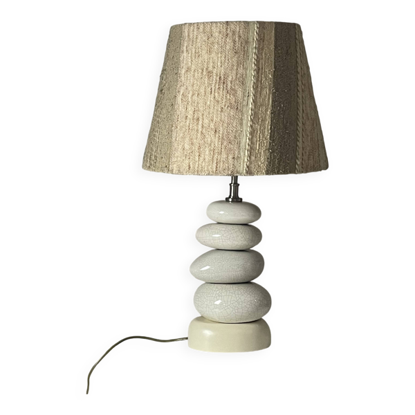 Lampe à galets craquelés par François Châtain avec son abat jour d’origine, France 1970s - Bon état sur Selency