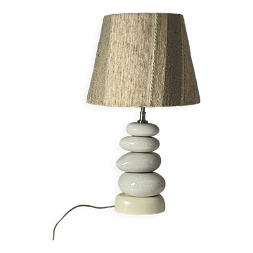 Lampe à galets craquelés par François Châtain avec son abat jour d’origine, France 1970s