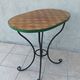 Bistro table in wrought iron and walnut