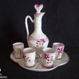 Spirits service for 4 people (6 pieces) in Paris porcelain, signed and numbered