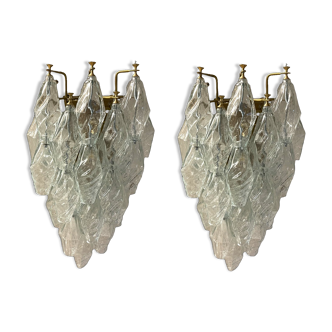 Italian murano glass polygon sconces, set of 2