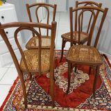 Suite of 4 chairs of Bistrot cannage Japy Frères 1920s