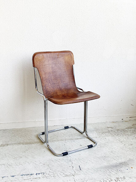Chair 1960 leather and vintage metal