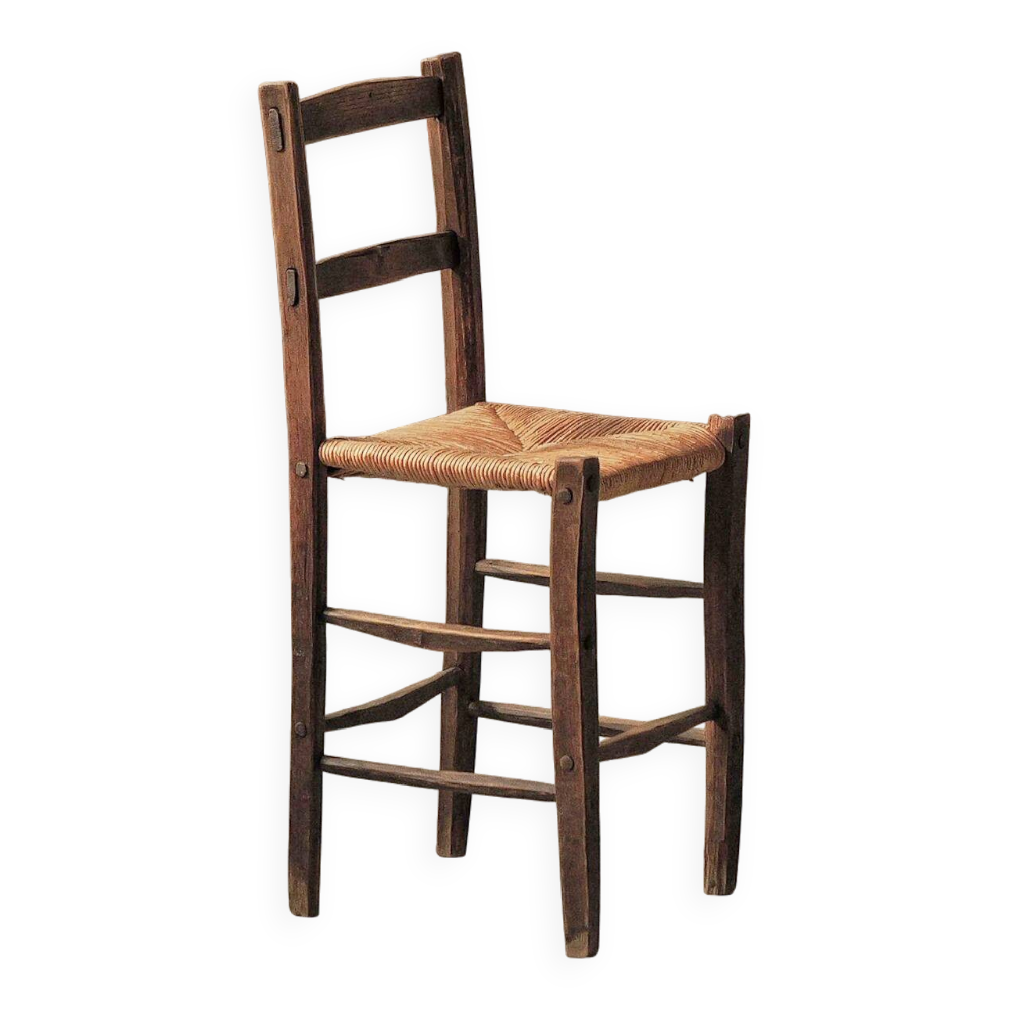 Peasant chair in wood and straw, Folk Art, around 1900
