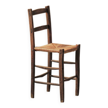 Chaise paysanne en bois et paille, Art-Populaire, vers 1900