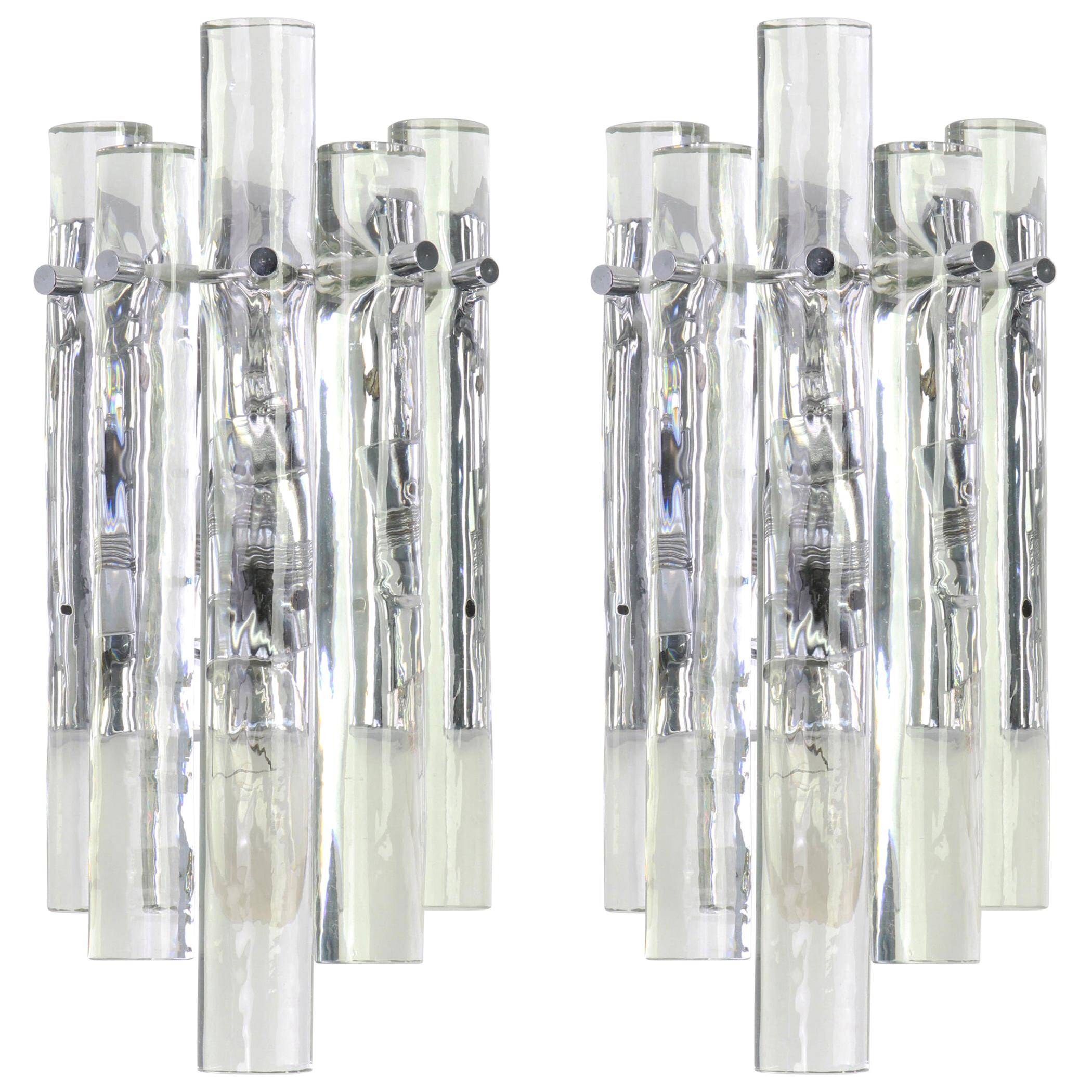 Superb wall sconces in crystal rod by Kinkeldey, Germany, 1970s.
