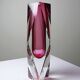 Faceted submerged vase Murano pink glass and crystal from the 1950s-60s.
