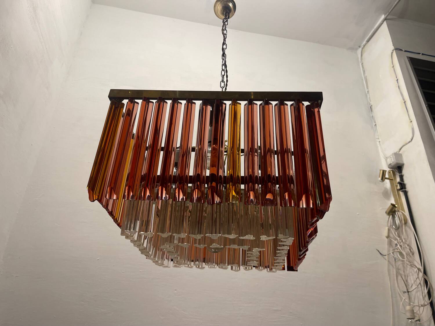 Murano Glass Prism Triedri Chandelier 1970’s