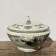 Old iron earth tureen Ninon Salins blue, ceramic and earthenware plate