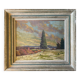 HSP painting "Snow landscape in the village" signed P. Debu dated 1942 + frame