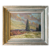 HSP painting "Snow landscape in the village" signed P. Debu dated 1942 + frame