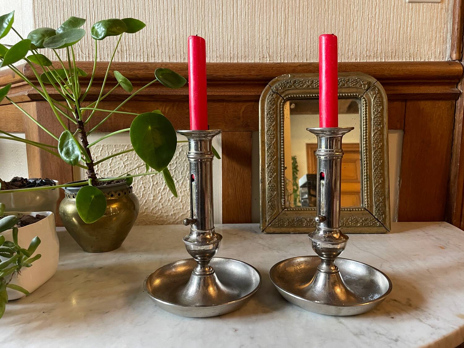 Antique up and down candlesticks