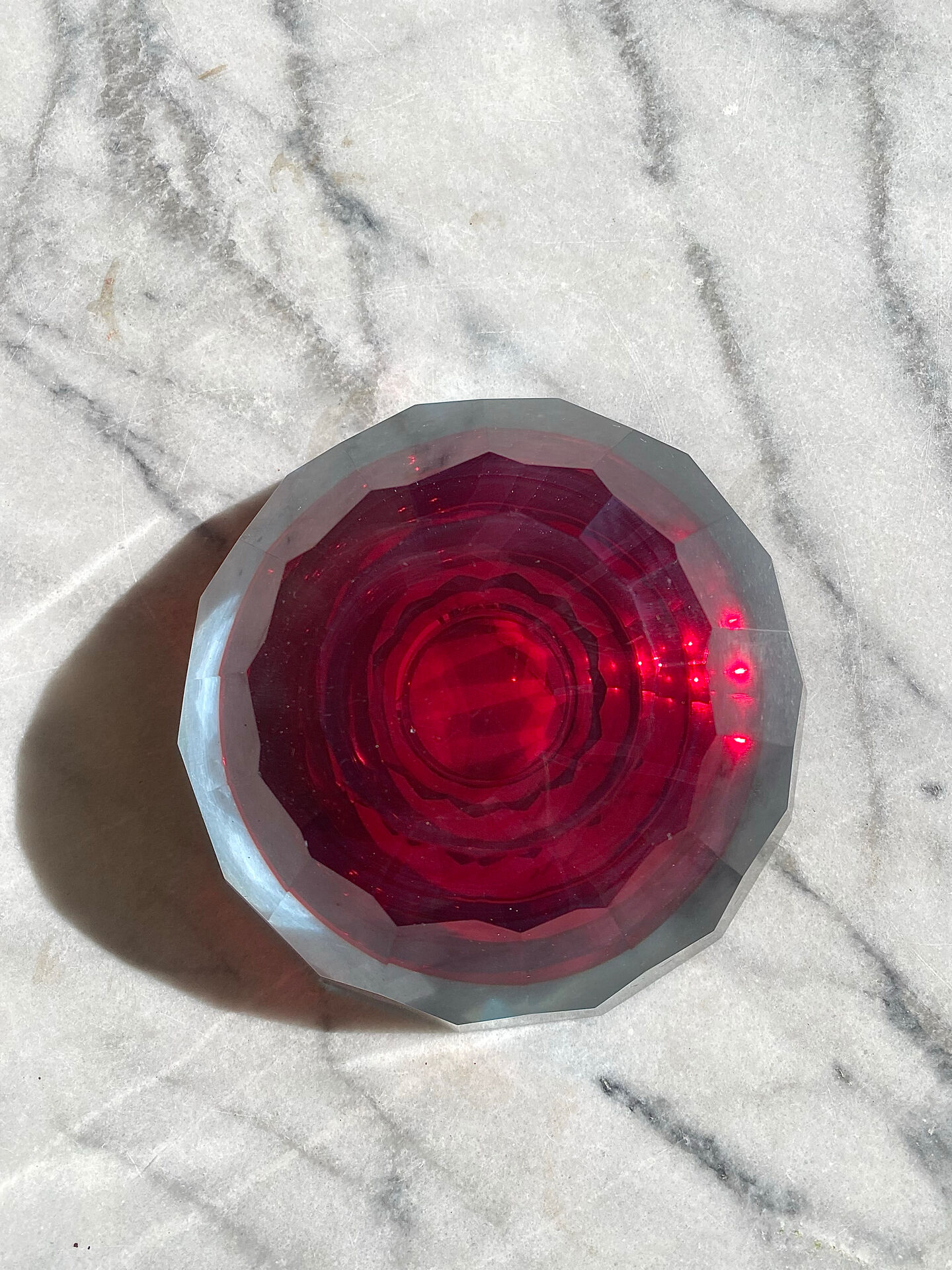 Murano glass geode faceted bowl