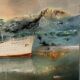 Oil on canvas Alain Chaussois (1950-2018) – Ocean liner Arcadia in the