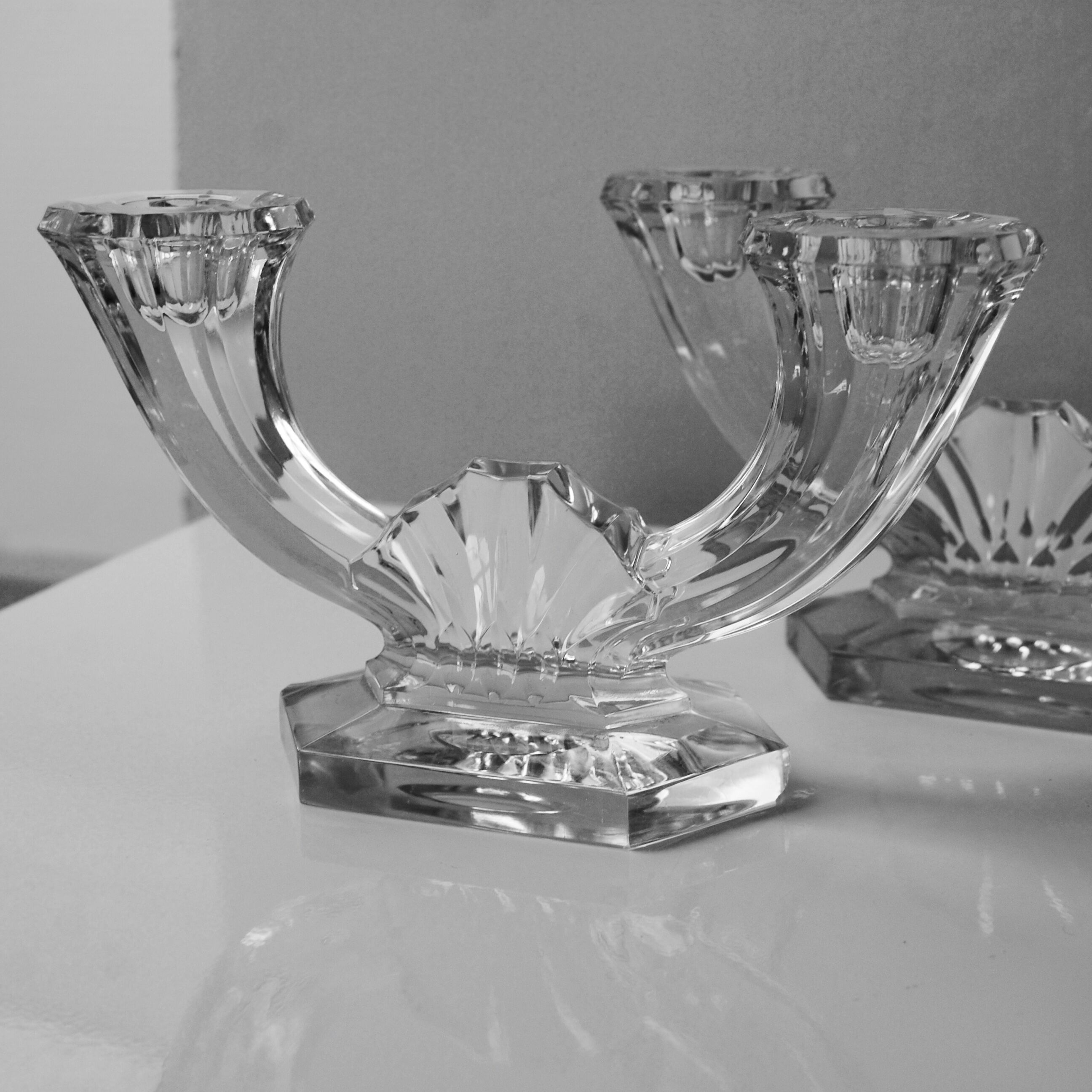 Pair of 50s crystal candlesticks